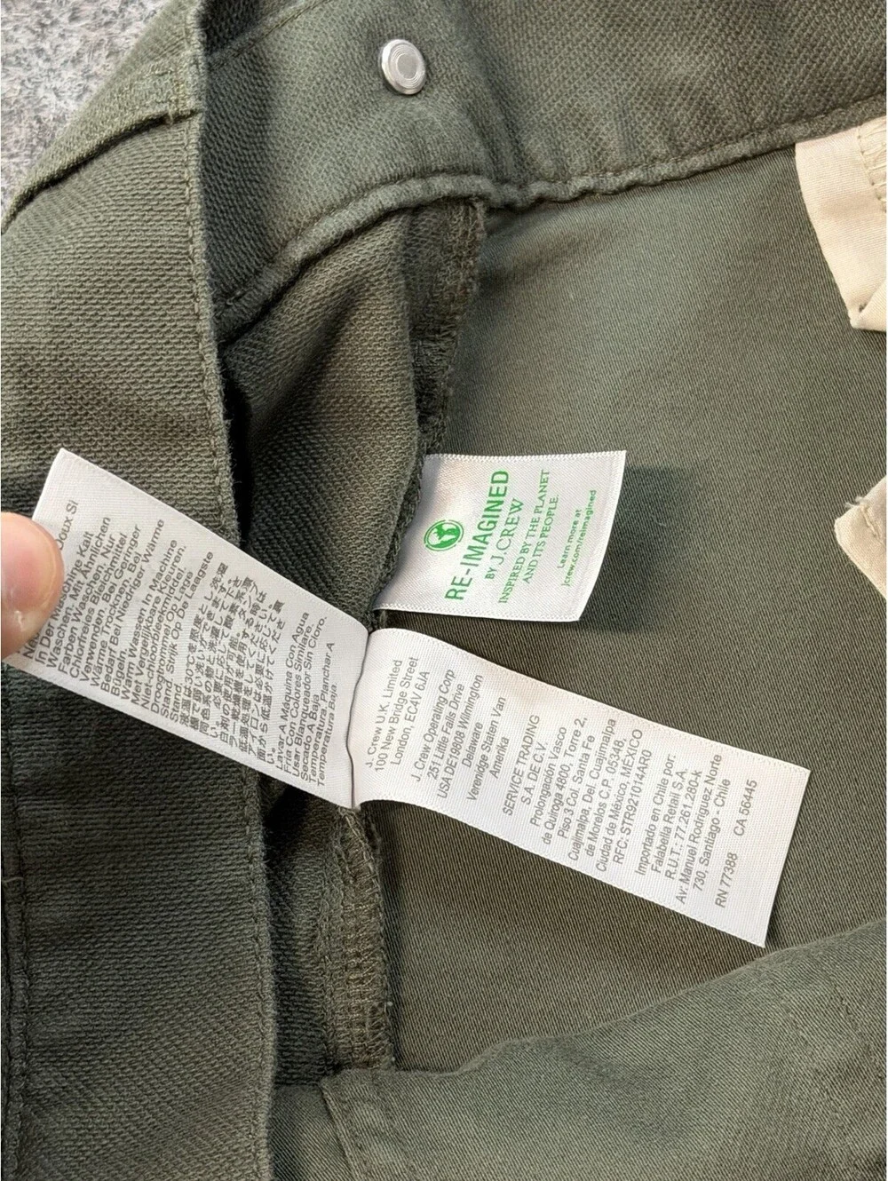 J.Crew Flex Slim 5 Pocket Pants Mens 36x30 Olive Green Stretch Casual Chinos